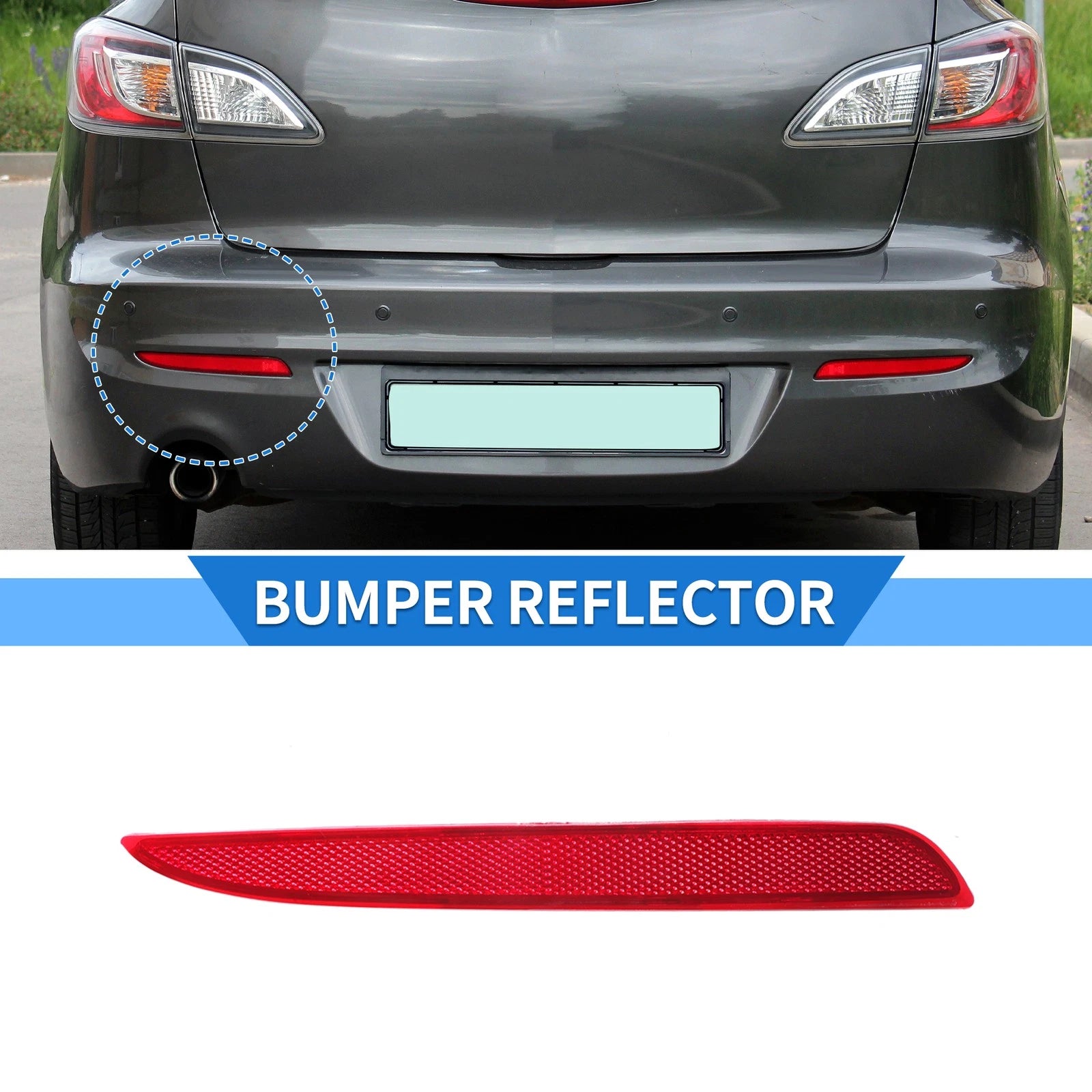 Rear Bumper Reflector No.BBP2515M0A for Mazda 3 BL (2010–2013) Red