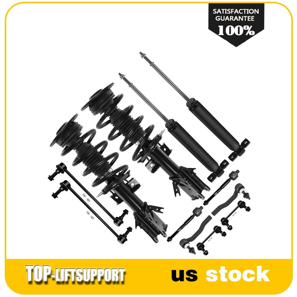 Set of 4 Front Struts Rear Shocks Sway Bars Tie Rods for Ford Fusion