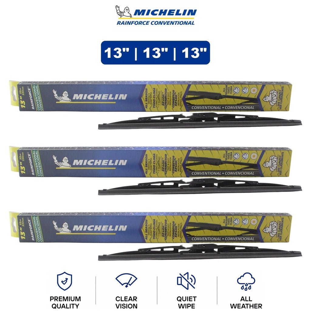 Set of 3 Michelin RainForce Wiper Blades for Ford Fiesta (13")