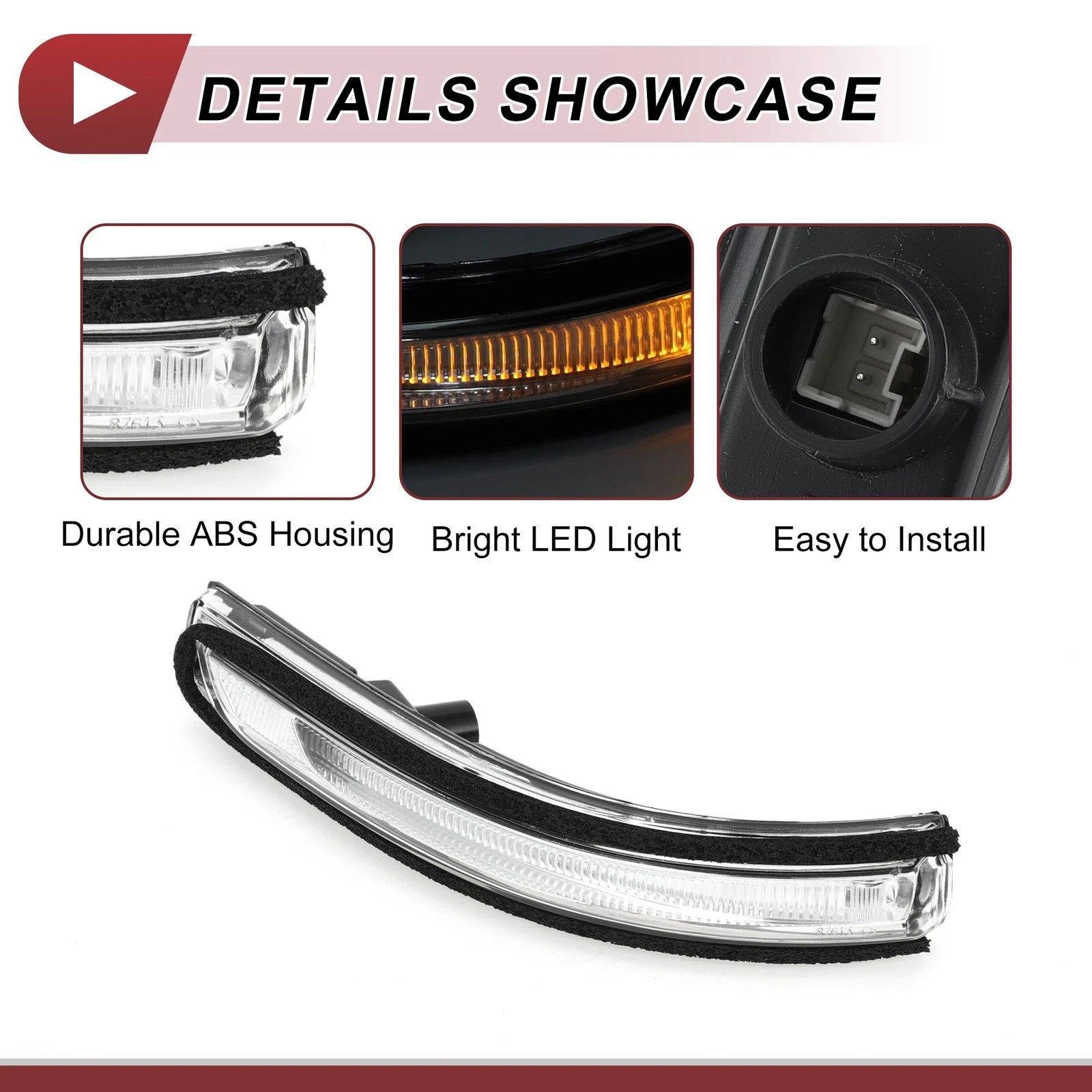 Left Mirror Turn Signal Light for KIA Niro (2017–2020) No. 87613G5000 Black Clear