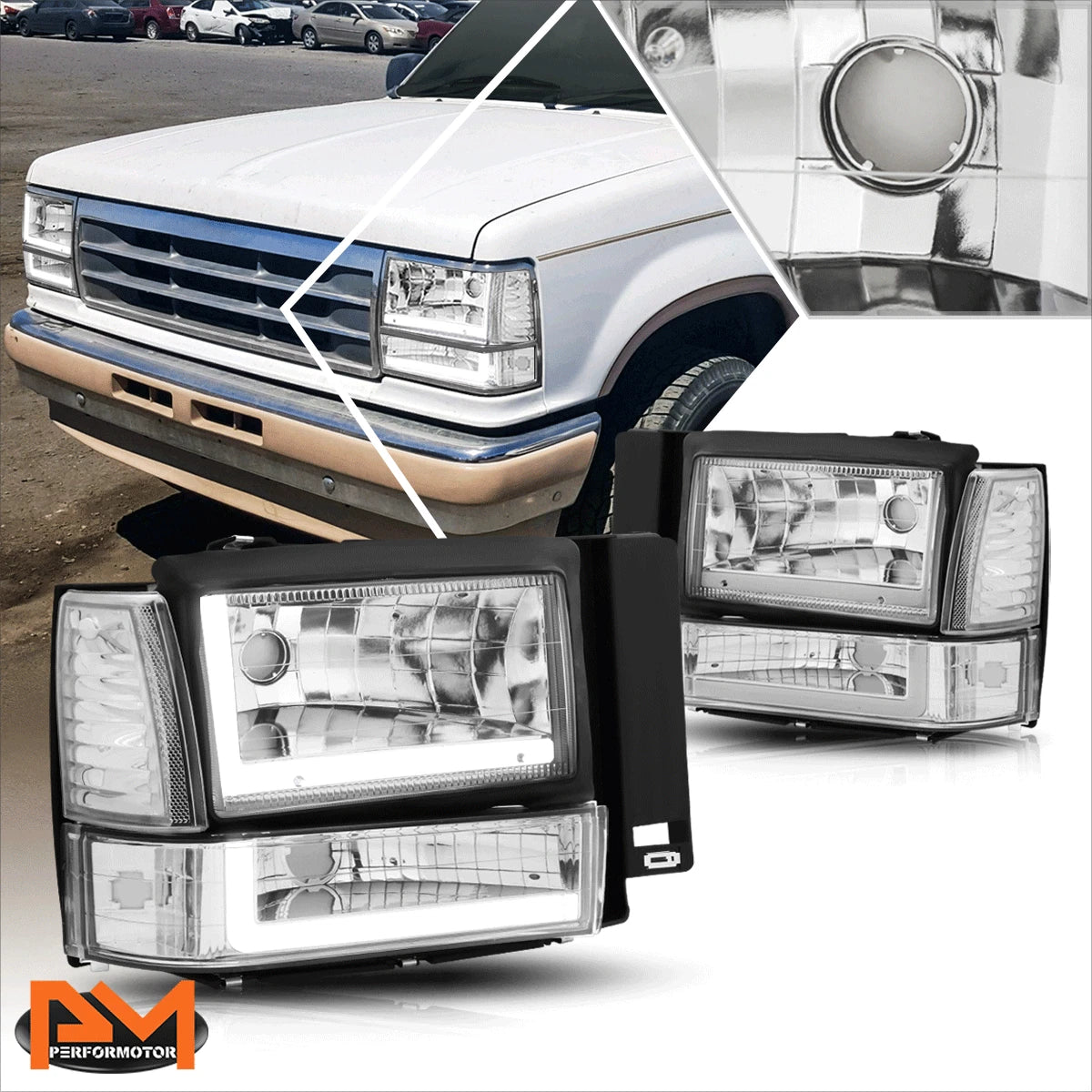 L-Shape LED DRL Headlight & Bumper Lamp for Ford Explorer (1991–1994)