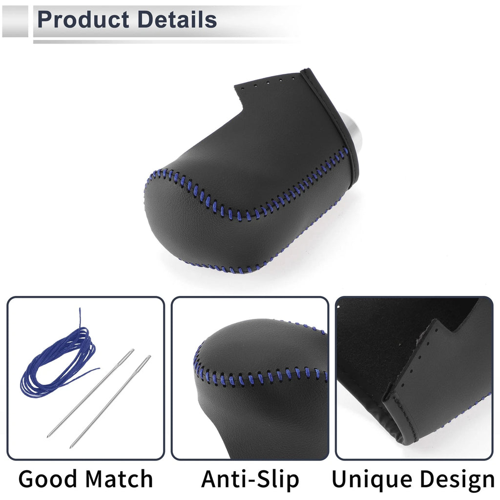 Gear Shift Knob Cover for Mazda CX-30 (2020–2021) Black Blue Faux Leather