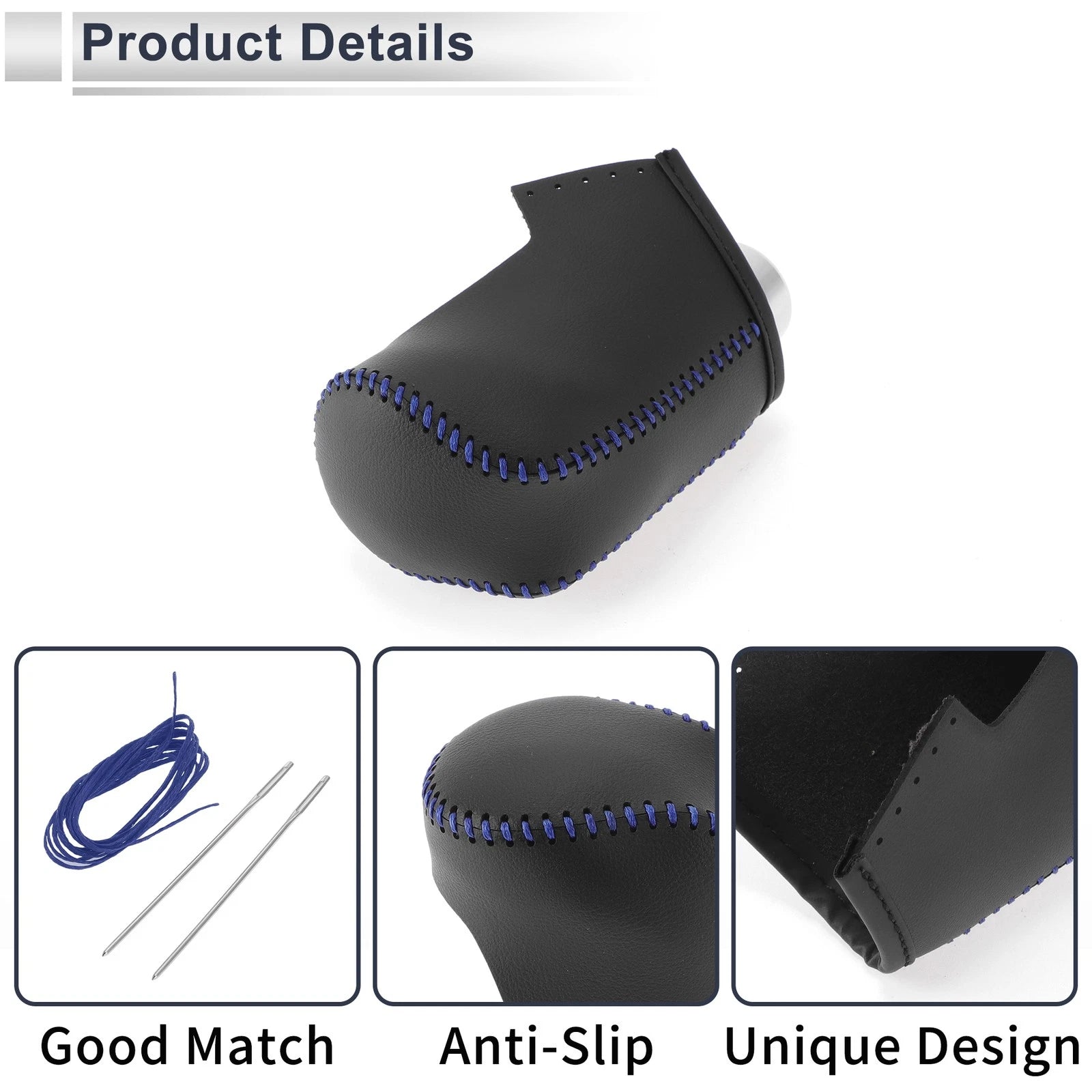 Gear Shift Knob Cover for Mazda CX-30 (2020–2021) Black Blue Faux Leather