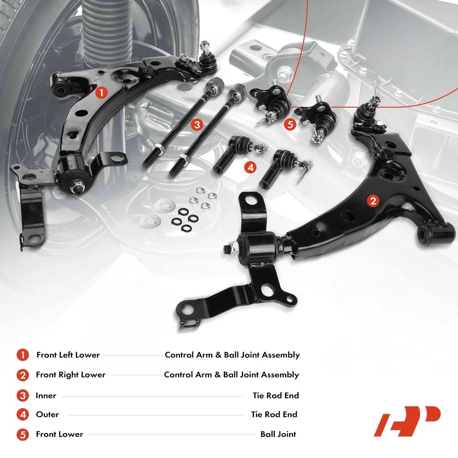 8x Front Lower Control Arm w/ Ball Joints for Toyota Corolla (2003-2008)