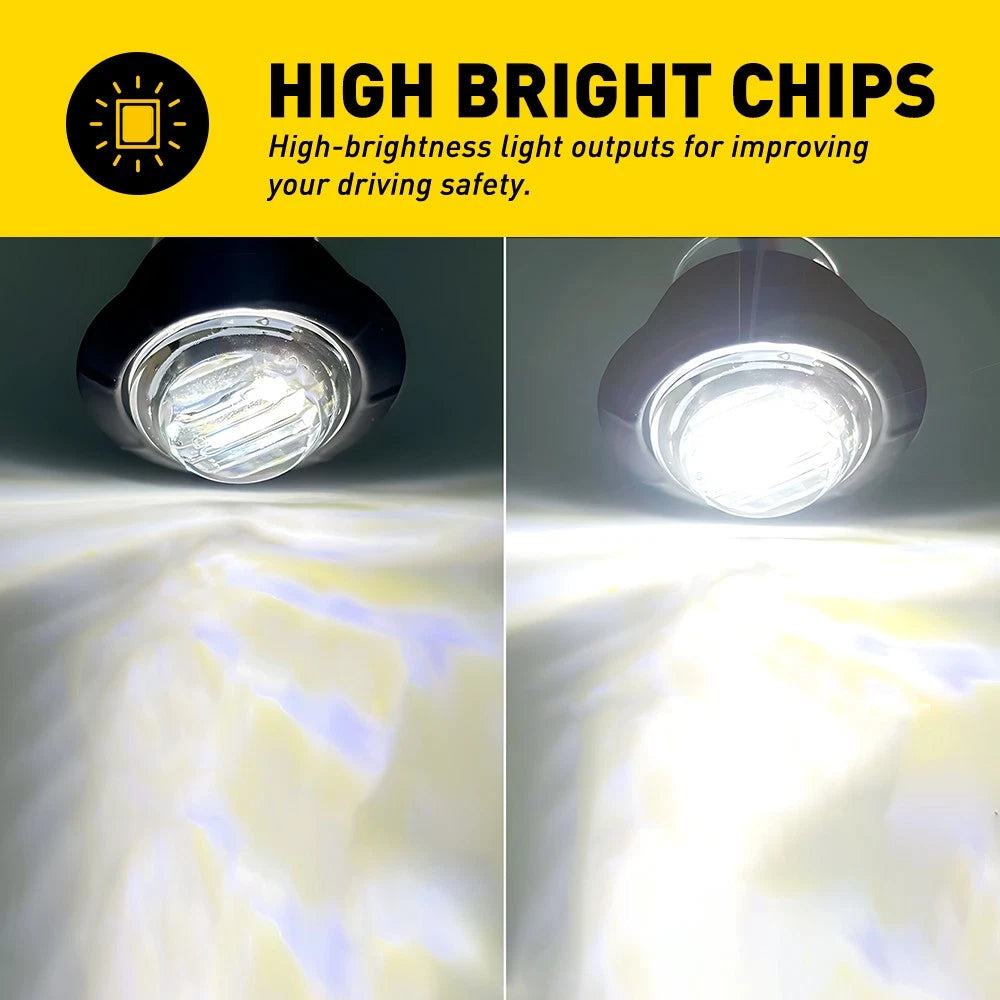 Dual Function White LED Strobe Marker Lights for Vehicles (12V 24V)