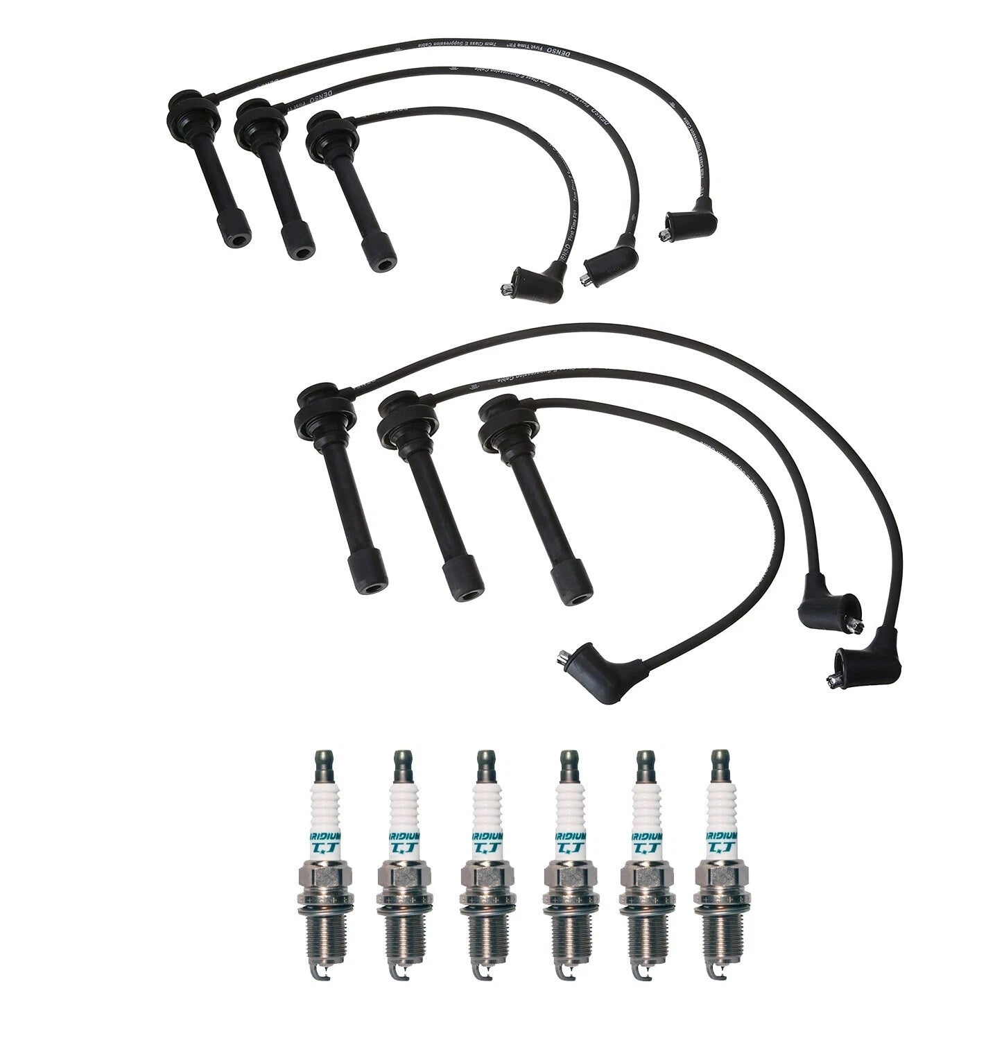 Denso 7mm Wire Set & 6 IridiumTT Spark Plugs for Chrysler Dodge Mitsubishi (2004)