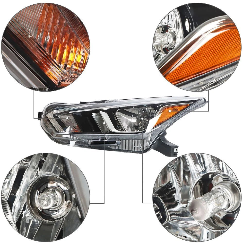Replacement Headlight for Nissan Versa (2020–2021) Left Chrome Halogen Clear