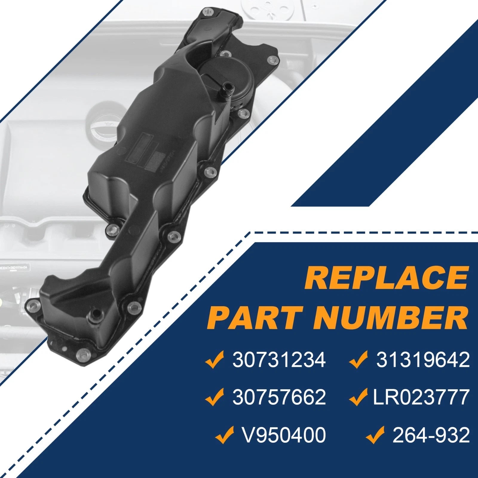 Engine Valve Cover Oil Trap w/ Gasket for Volvo XC60 XC70 XC90 S80 V70 (2008–2017)