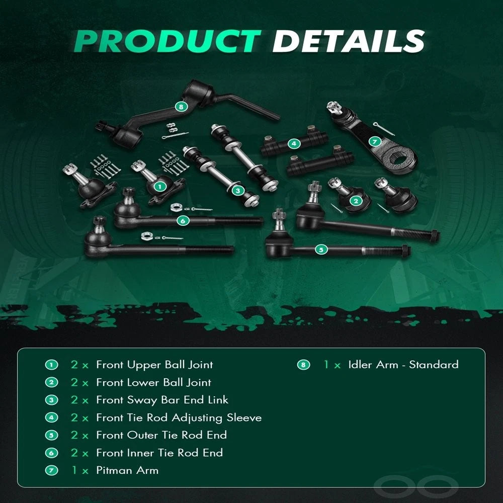14x Pitman Idler Arm Ball Joint Tie Rod Ends Kit for GMC C1500 C2500 (1988–1991)