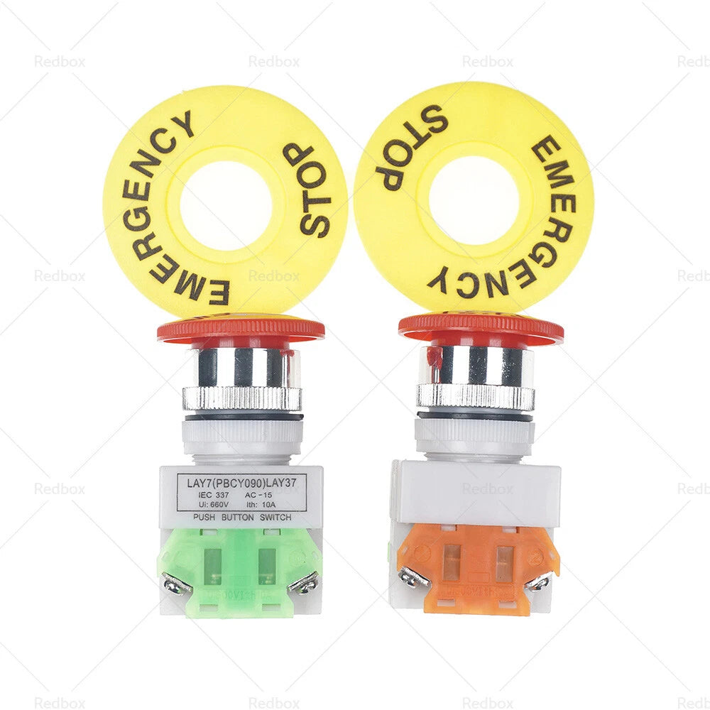 2Pcs Emergency Stop Button Switch for Universal Applications