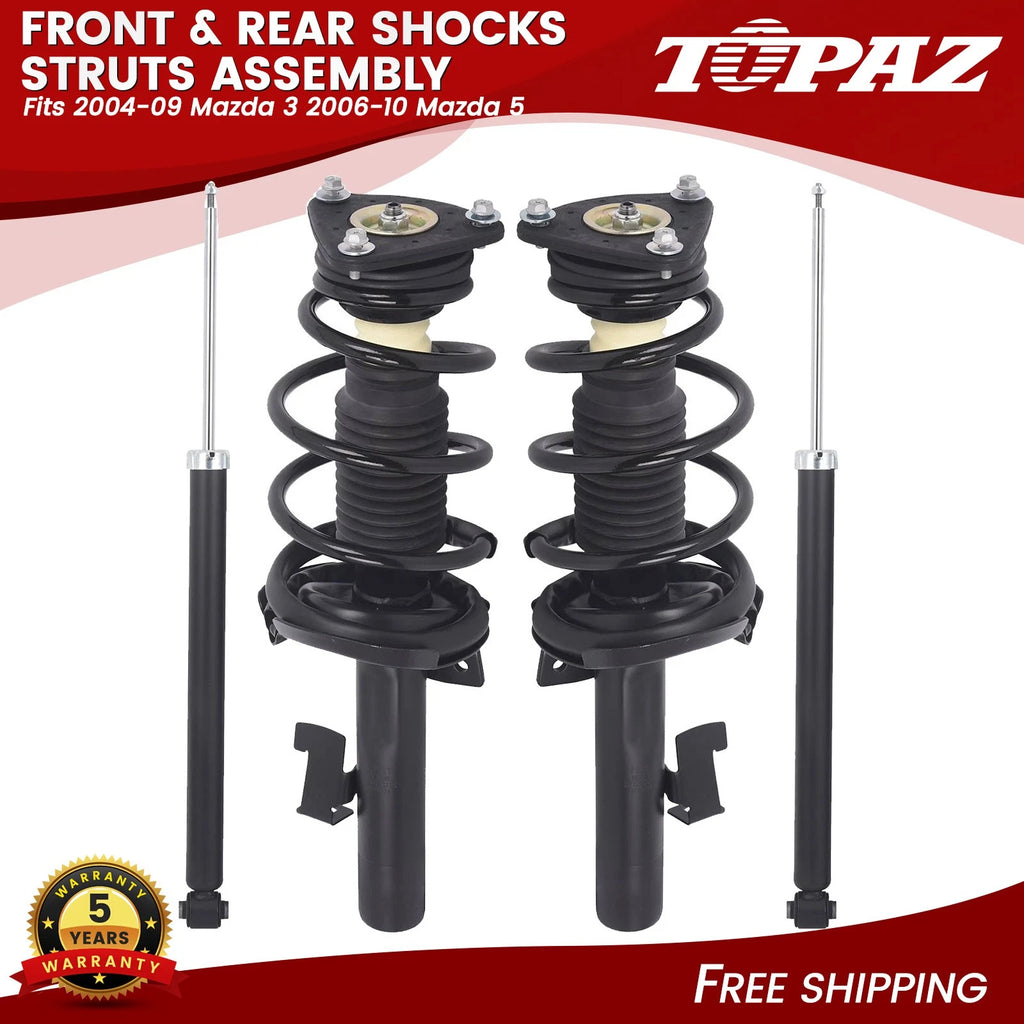 Set of 4 Complete Shocks Struts for Mazda 3, Mazda 5 (2004–2010)