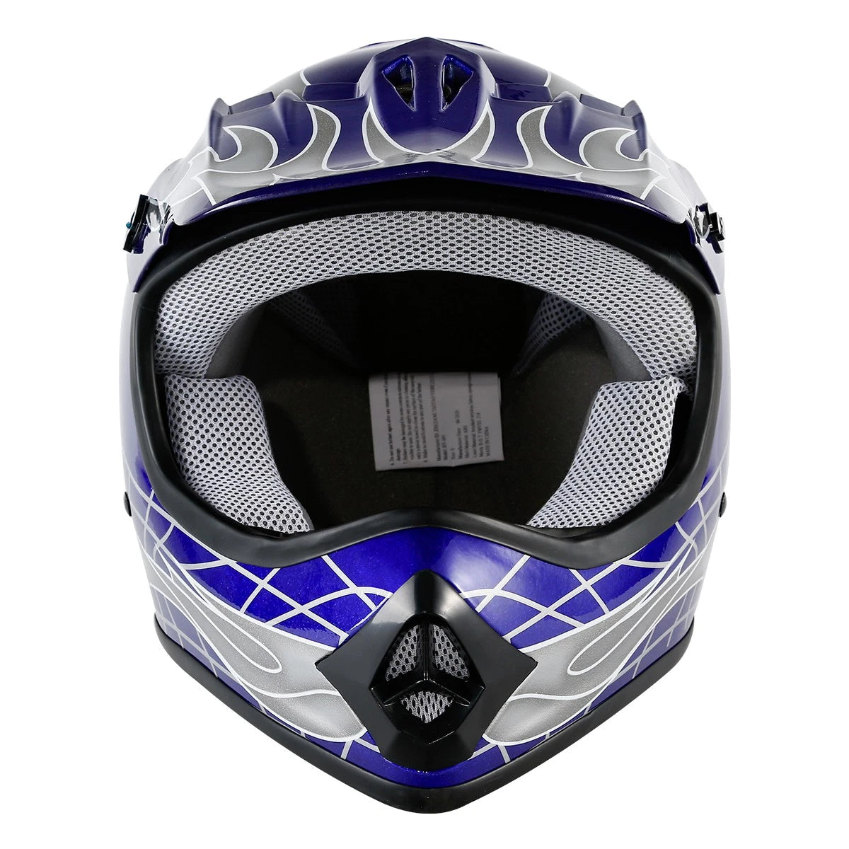 Youth ATV Helmet Goggles Gloves Set for Kids (S, M, L, XL) Blue Skull