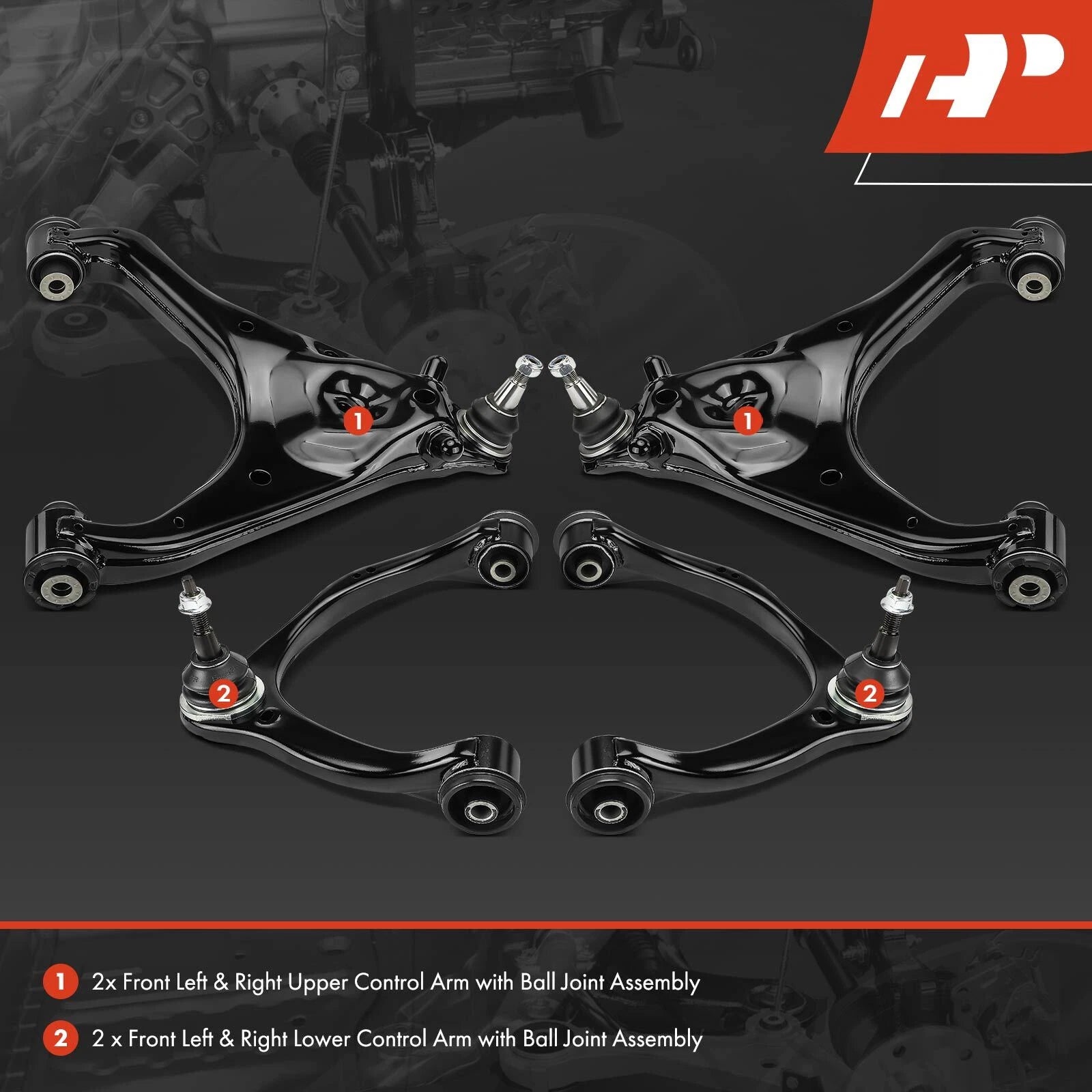 Set of 4 Front Upper & Lower Control Arm Ball Joints for Ford F-150 (2021–2023)