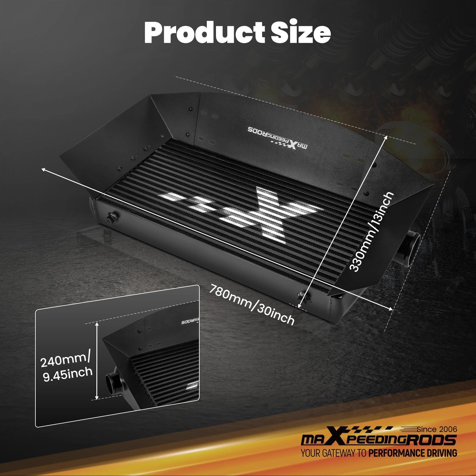 Intercooler Air Guide Plates Kit Universal 24x12x3" Bar & Plate