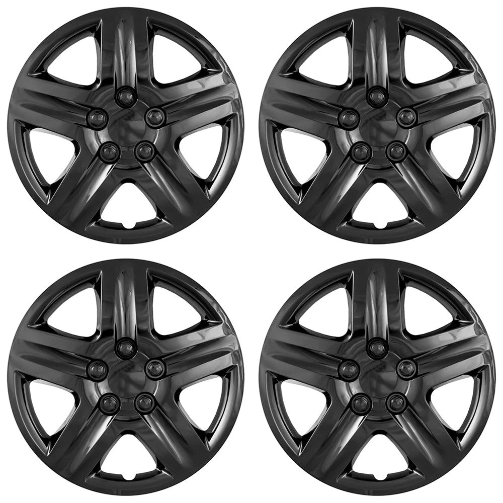 17' 5 Spoke Gloss Black Wheel Cover Hubcaps - Upgrade Your Auto XIEUH223