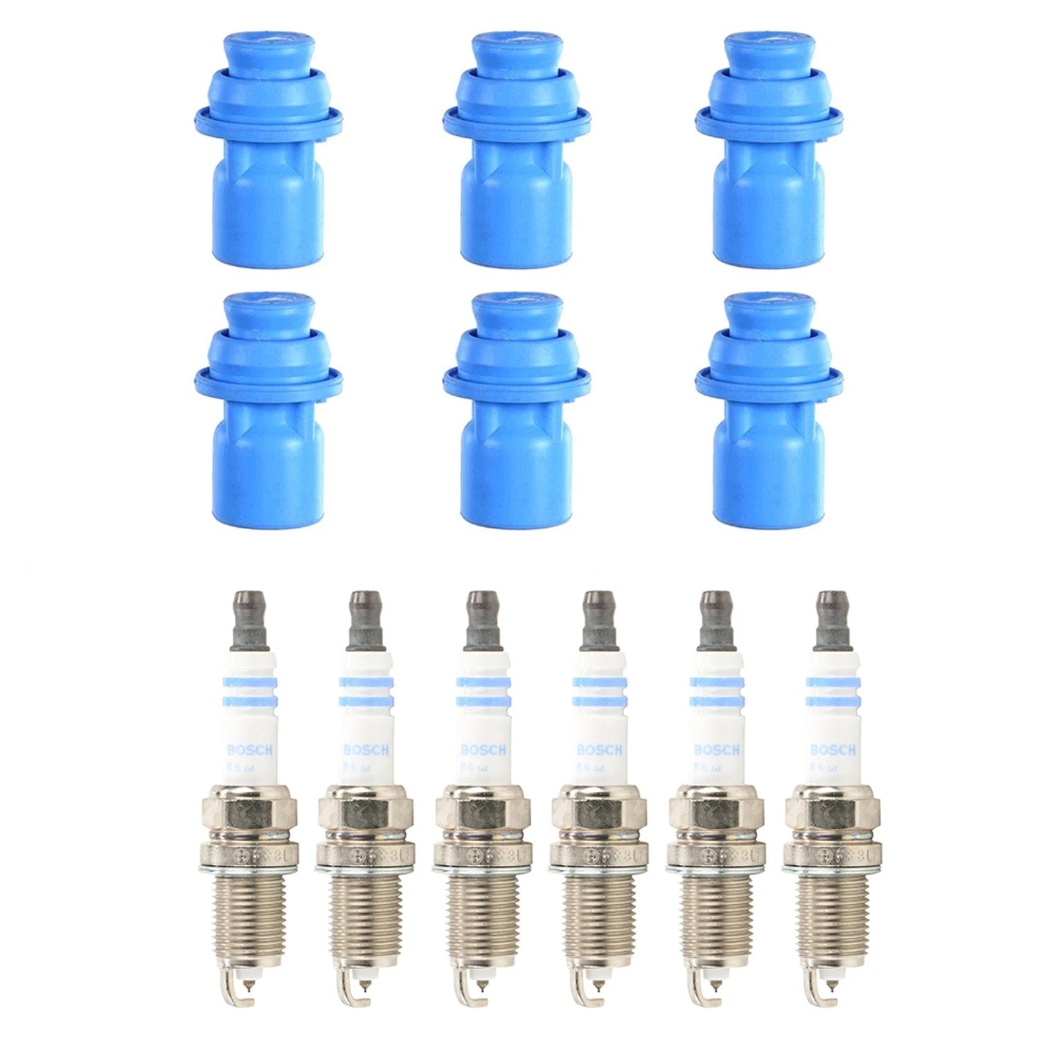 Set of 6 Bosch Double Platinum Spark Plugs & Denso Ignition Coil Boot Kit for SC300 (1992–2000)