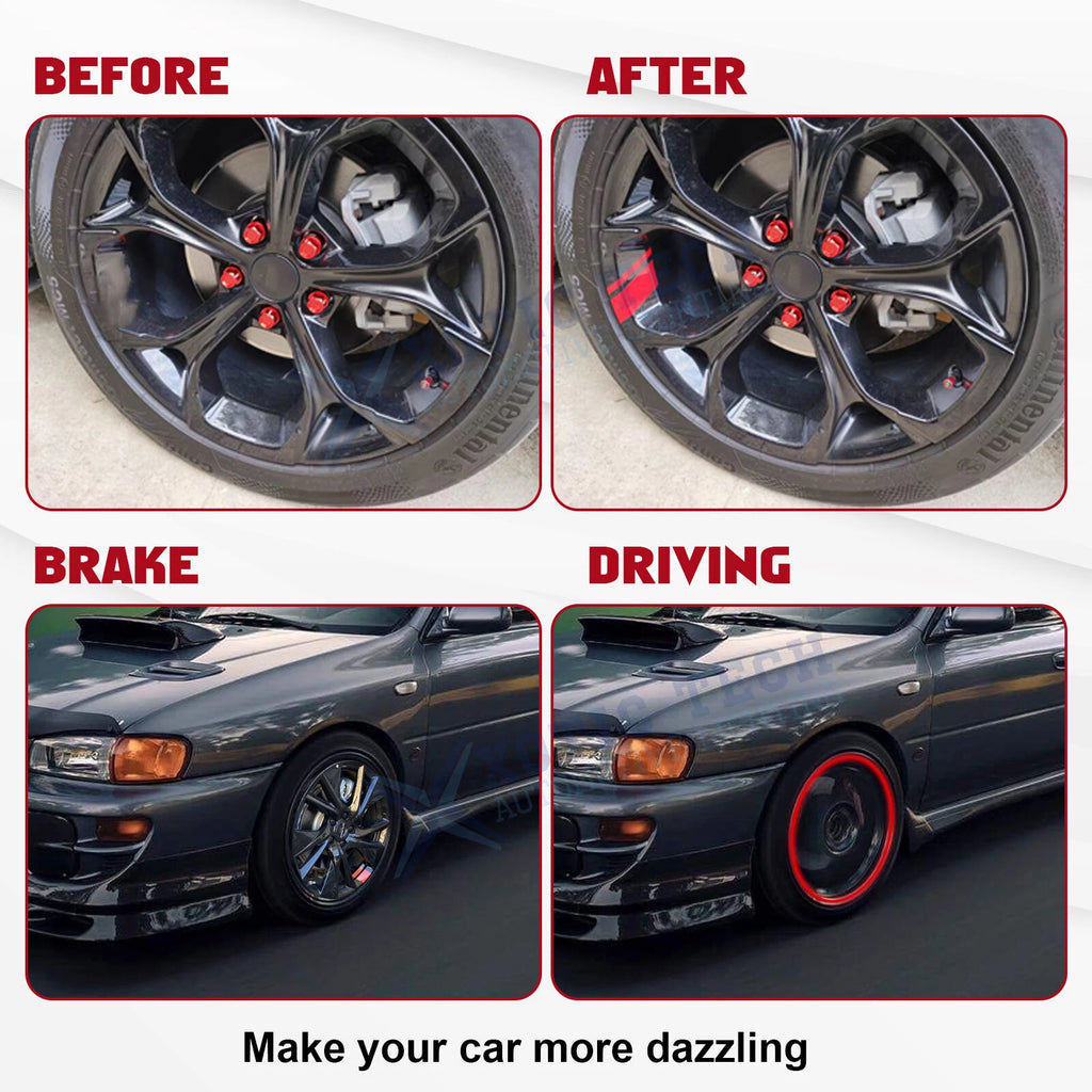 Red Hash Stripe Wheel Rim Stickers for 18"-21" Tires (Set)
