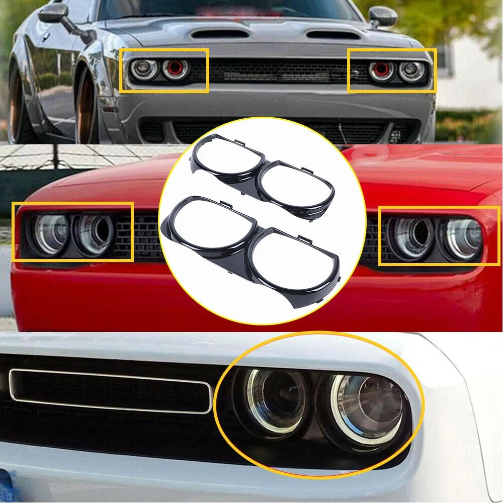 1 Pair Headlight Bezel Trim LH RH for Dodge Challenger (2015–2021)