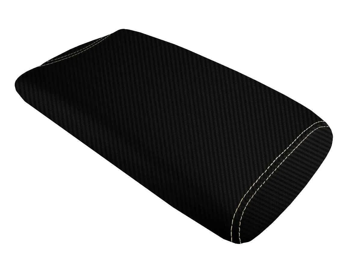 Console Lid Armrest Cover for Lexus LS460 (2007–2016) Carbon Fiber Beige Stitch