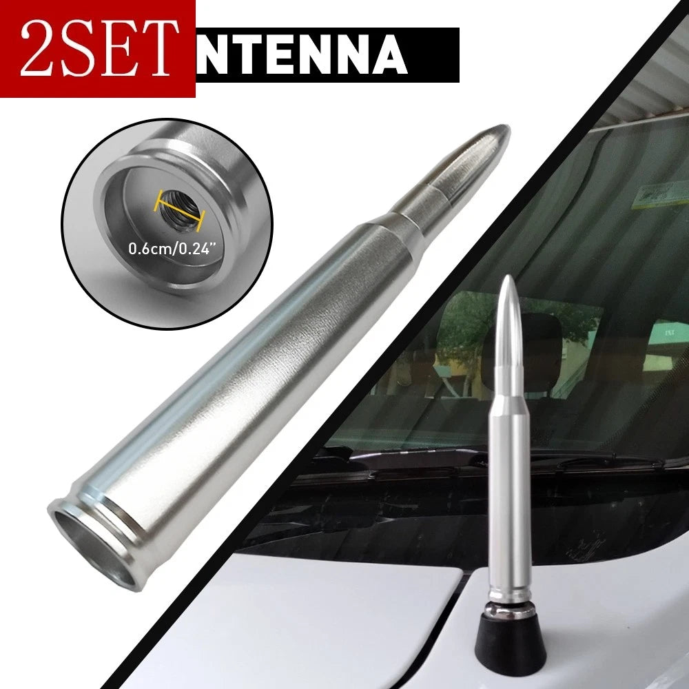 Set of 2 Bullet Antennas 50 Caliber for Dodge Ram 1500, Ford F150 Raptor