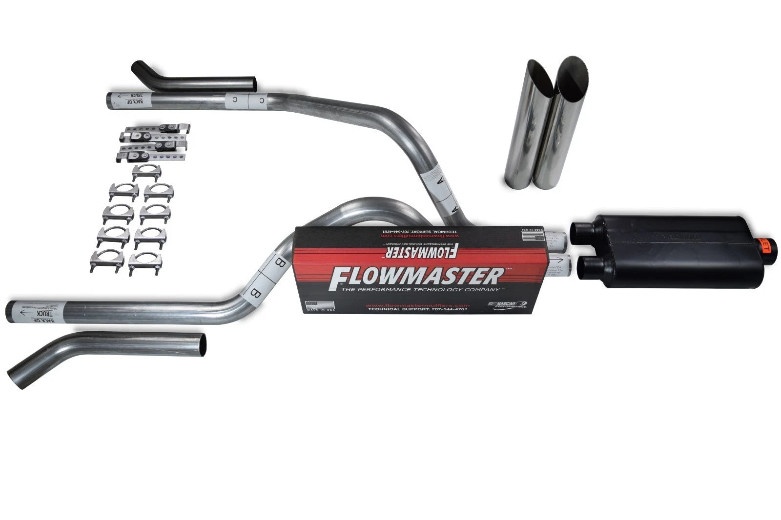 2.5" Dual Exhaust Kit for Dodge Dakota (1987–1996) - Flowmaster 50 Corner Slash