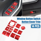14Pcs Window Switch Button Cover Trim for Toyota RAV4 (2019–2022) Aluminum Red