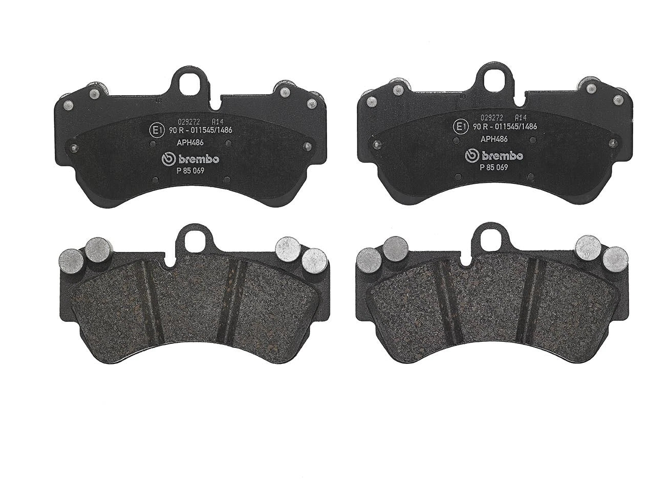 Set of 4 Brembo Low-Metallic Slotted Brake Pads for Porsche Cayenne VW Touareg