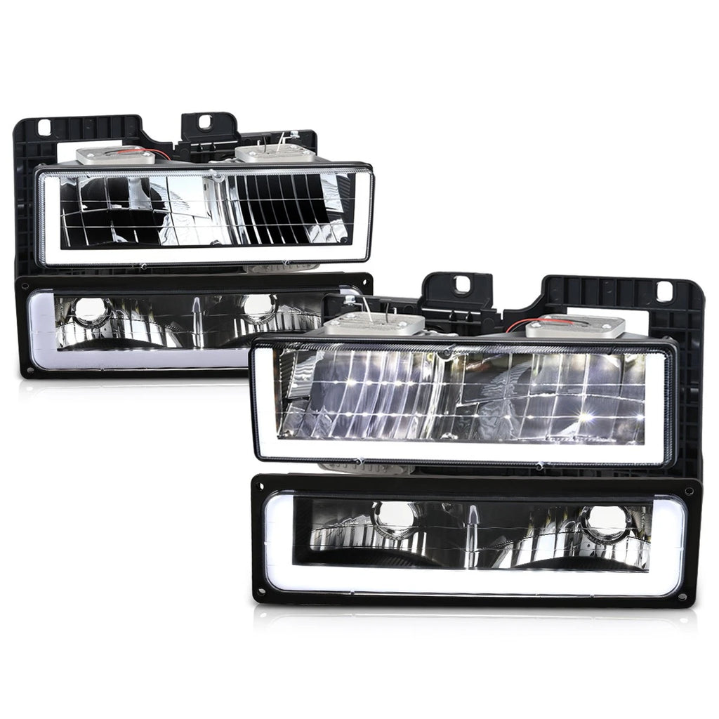 U-Shape LED DRL Headlights for Chevy GMC C/K Suburban Tahoe Yukon (1988–2000)
