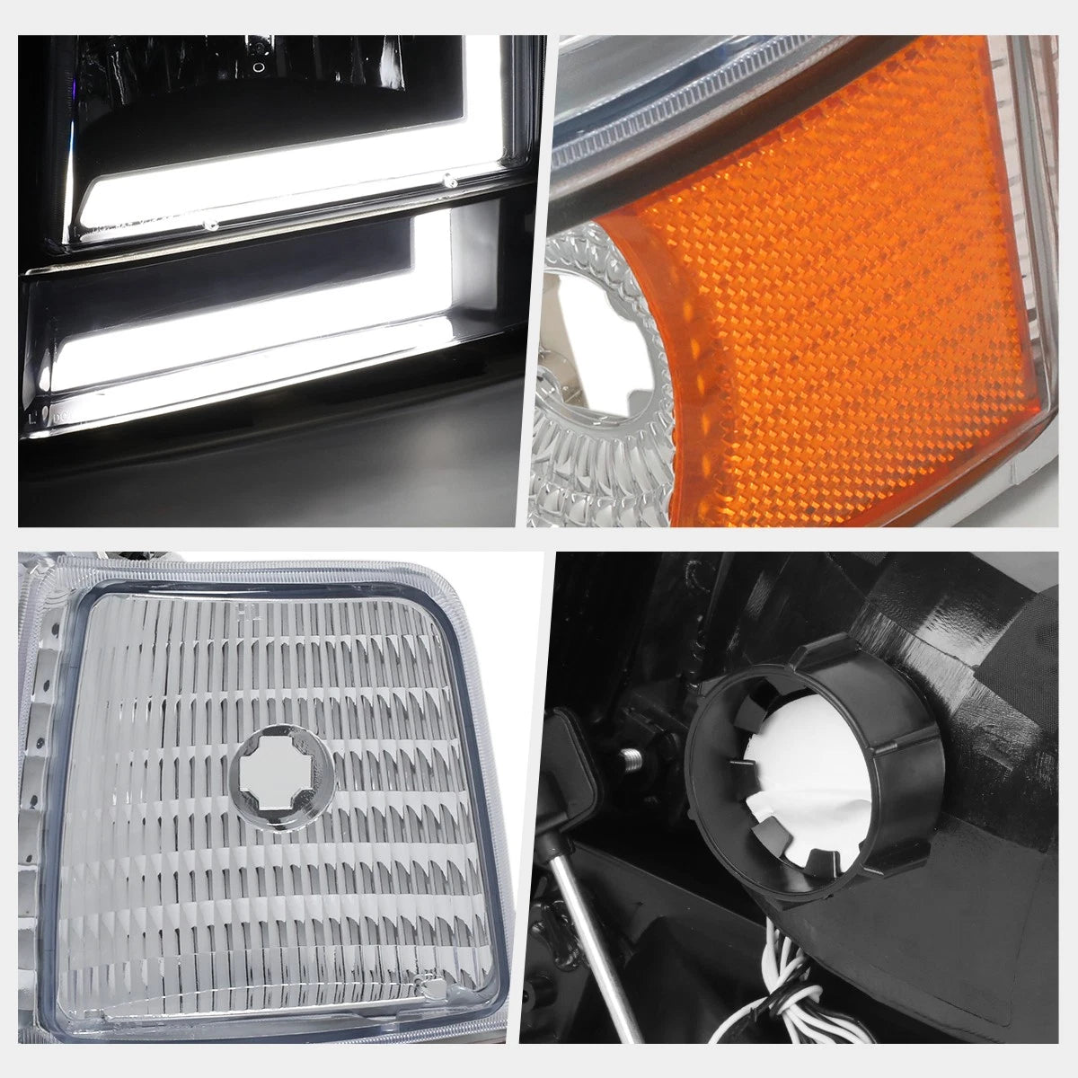 Set of 6 Dual L-Shape LED DRL Bumper Headlights for Ford F150-F350 (1992–1996)
