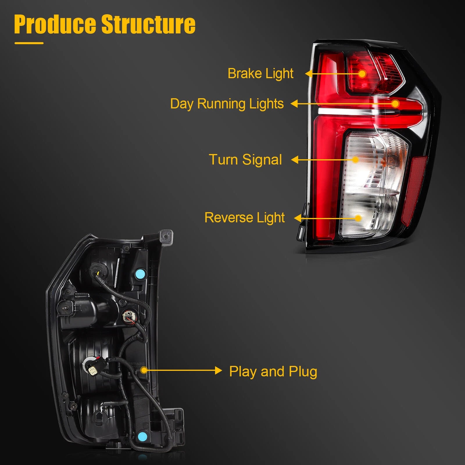 Pair LED Tail Light Assembly for Chevy Suburban Tahoe (2021–2023)