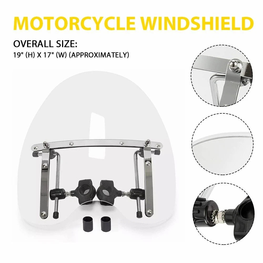 Large Clear Windshield for Honda Magna Shadow Spirit Sabre 600 750 1100 (19"x17")