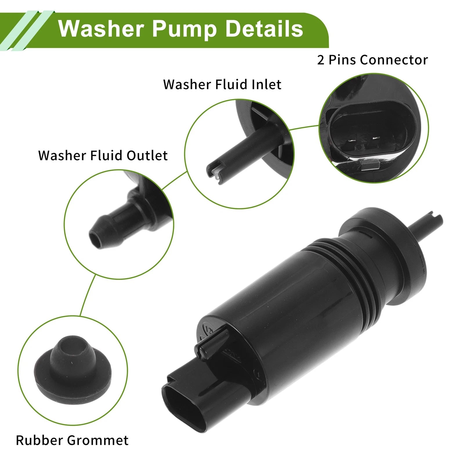 Windshield Washer Pump w/Grommet for Acura MDX (No. 2318660121)