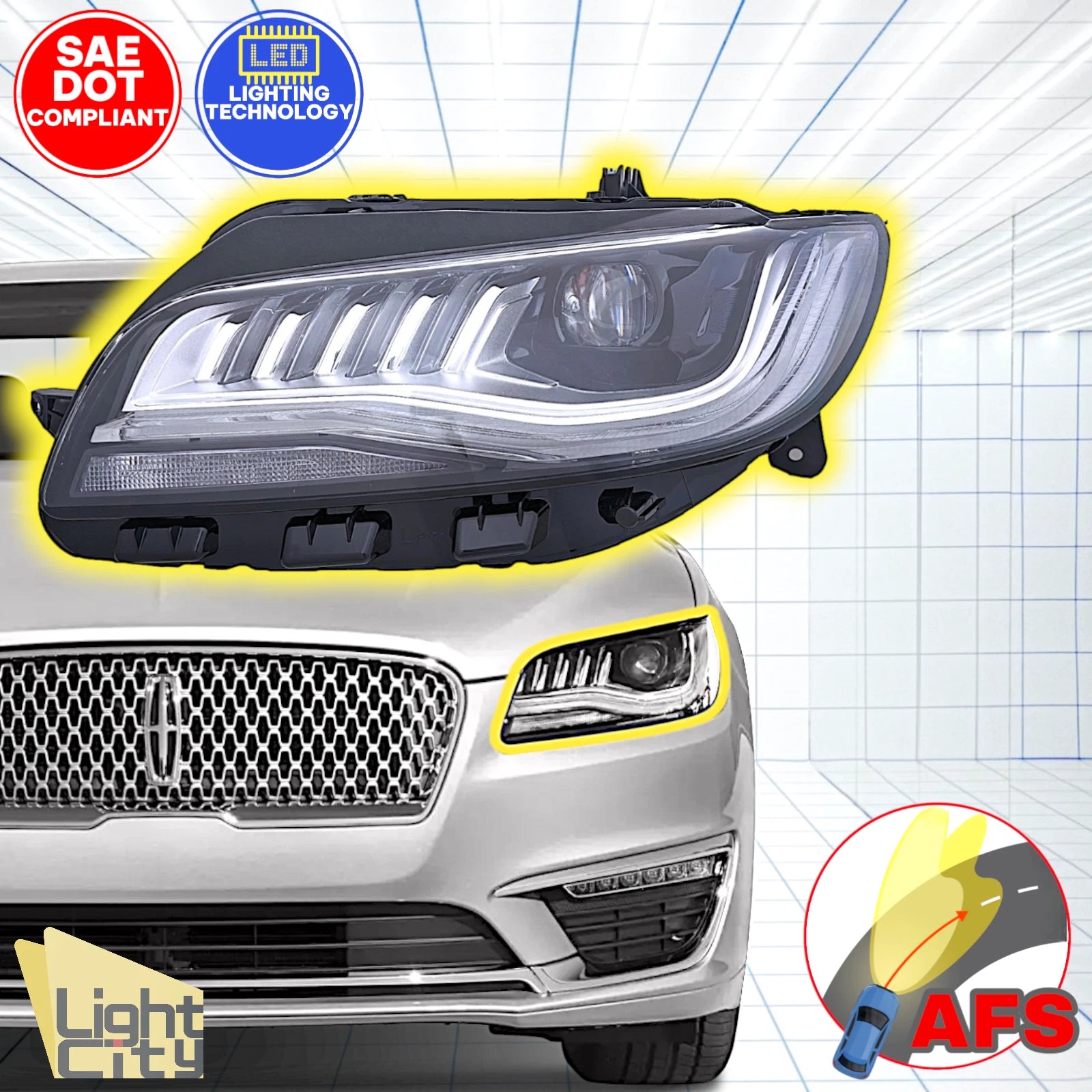 Full LED Projector Headlight for Lincoln MKZ (2017–2019) AFS LH