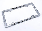 Chrome Twisted Spiral Heavy Duty License Plate Frame for Car Truck (Universal)
