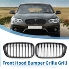 Pair Front Upper Bumper Grille for BMW 1 Series F20 Matte Black (2011-2019)
