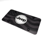 License Plate Cover Premium Black Wave with American Flag for Jeep Wrangler (2007–2024)