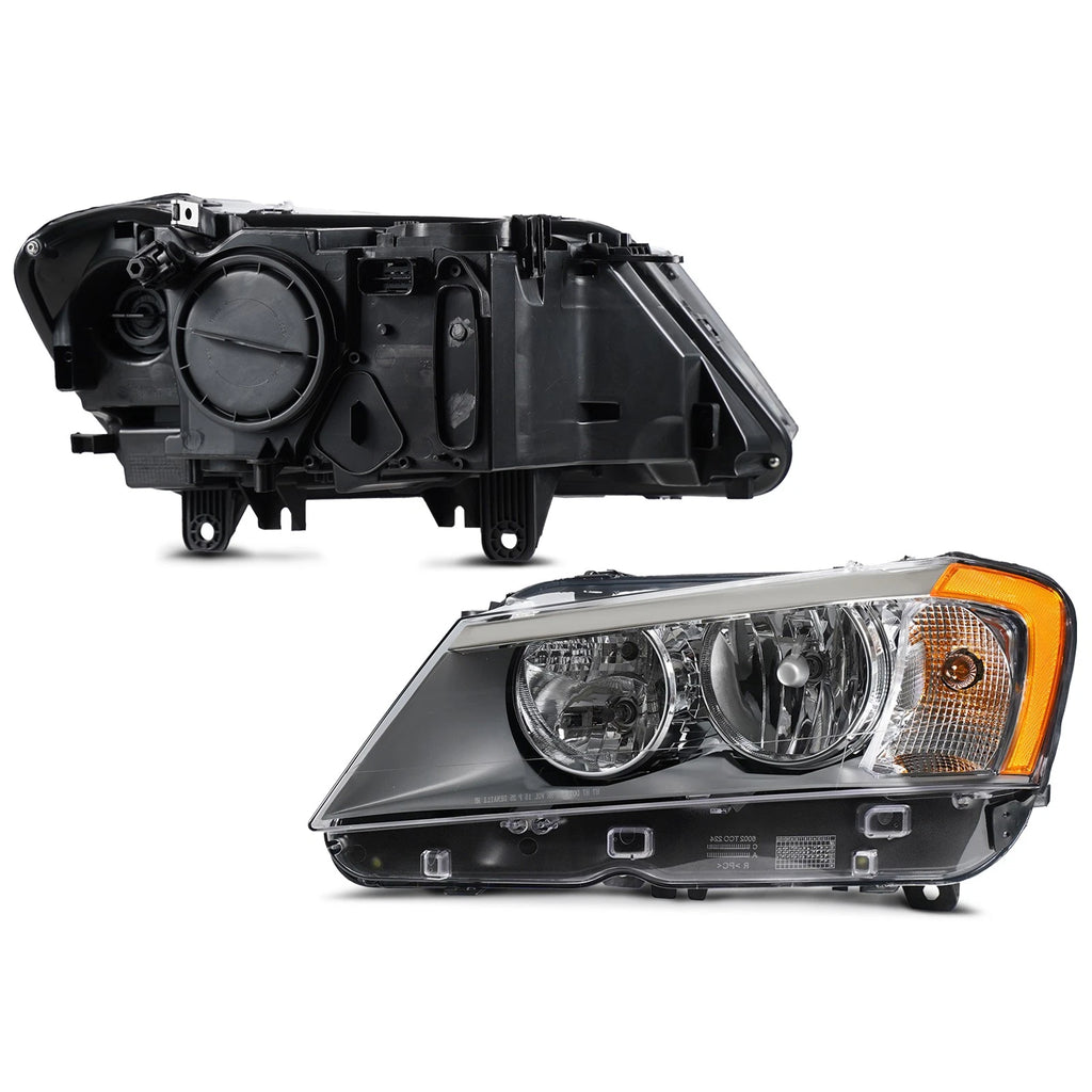 Halogen Headlight Set for BMW X3 F25 (2011–2013) w/Bulbs Left Right Pair
