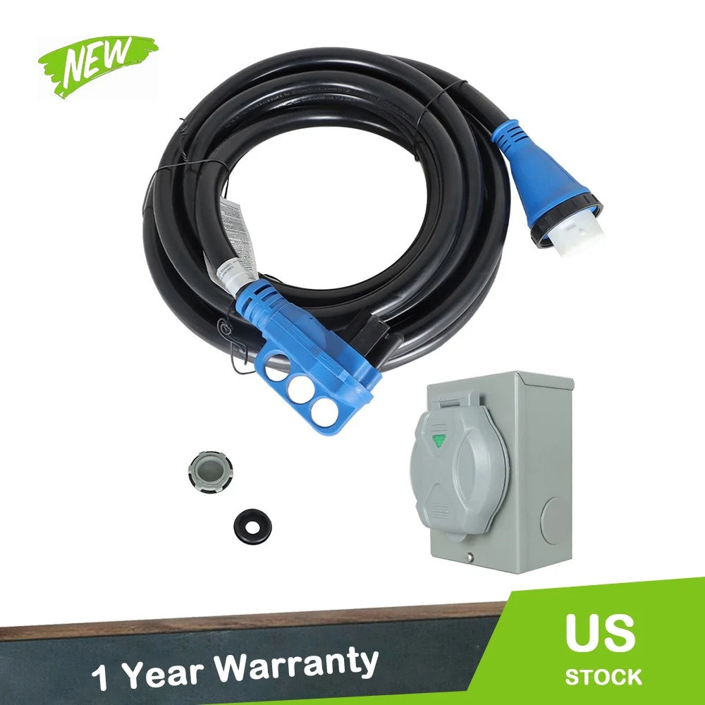 50A RV Extension Cord and Power Inlet Box Combo (NEMA 14-50P/SS2-50R)