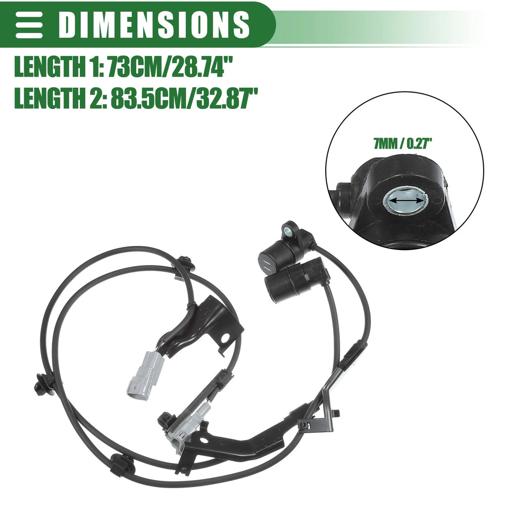 ABS Wheel Speed Sensor Set of 2 for Toyota Hilux (2004–2012) Rubber Black