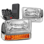 Pair of Chrome/Clear LED Signal Headlights for Ford Super Duty (1999–2004)