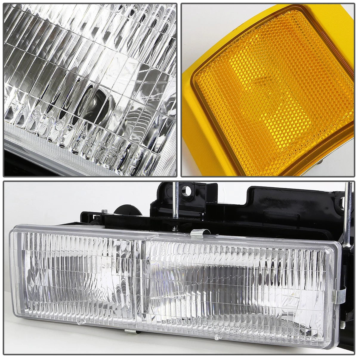 Clear Lens Headlight + Amber Signal Lamp for Chevy C10 C/K (1994–1999)