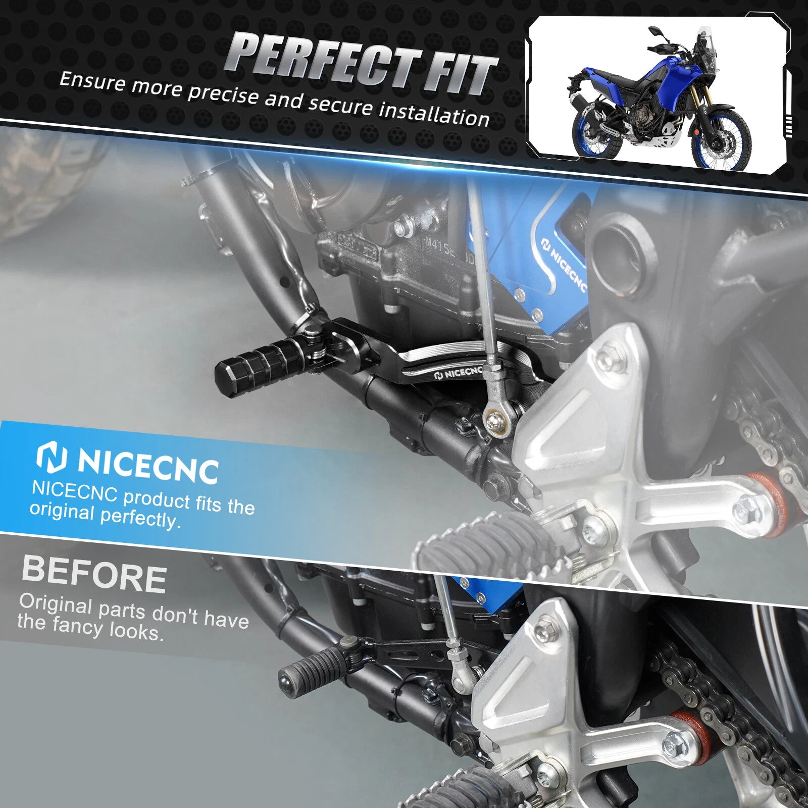 Adjustable Folding Gear Shift Pedal Lever for Yamaha Tenere 700 (2019–2024)