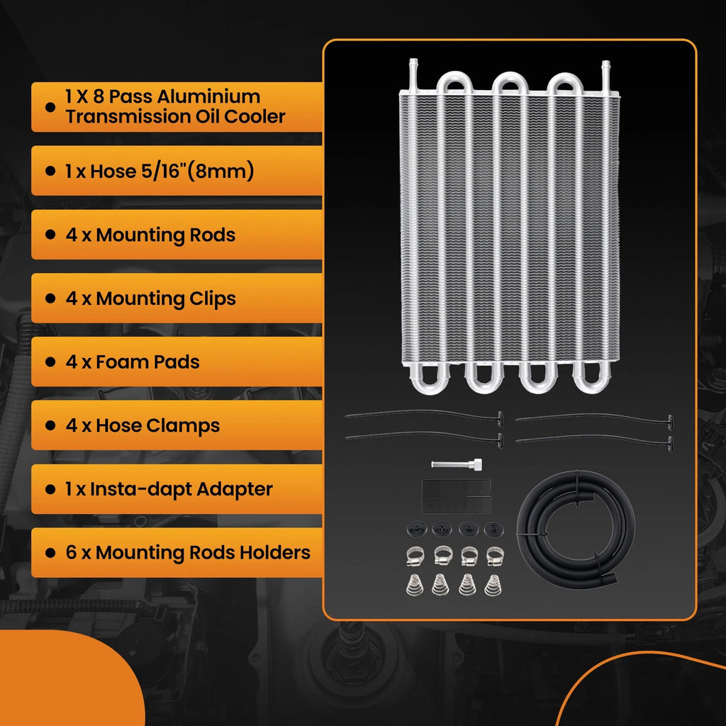 8 Row Transmission Oil Cooler Kit for Universal Car Truck Heavy Duty