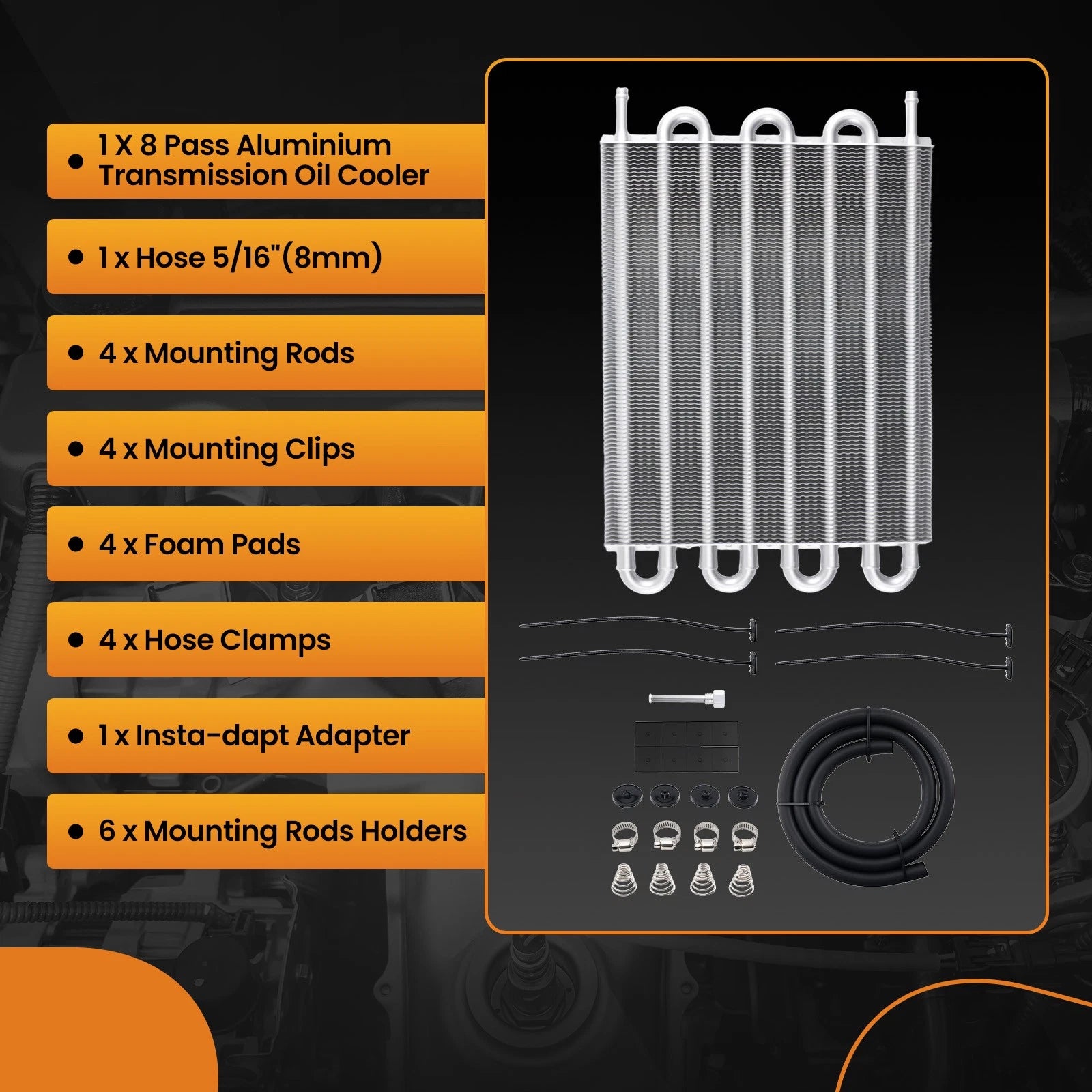 8 Row Transmission Oil Cooler Kit for Universal Car Truck Heavy Duty