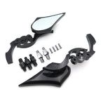 Black Billet Skull Blade Mirror for Honda Kawasaki Suzuki Cruiser (All Years)