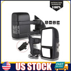 Set of 2 Manual Towing Mirrors with LED Signals for Ford F250 F350 F450 F550