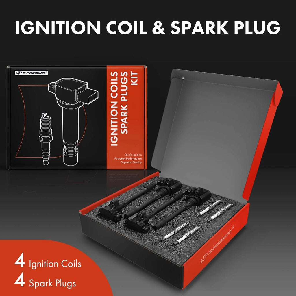 Set of 4 Ignition Coils & 4 Iridium Spark Plugs for Honda Civic (2016–2020)