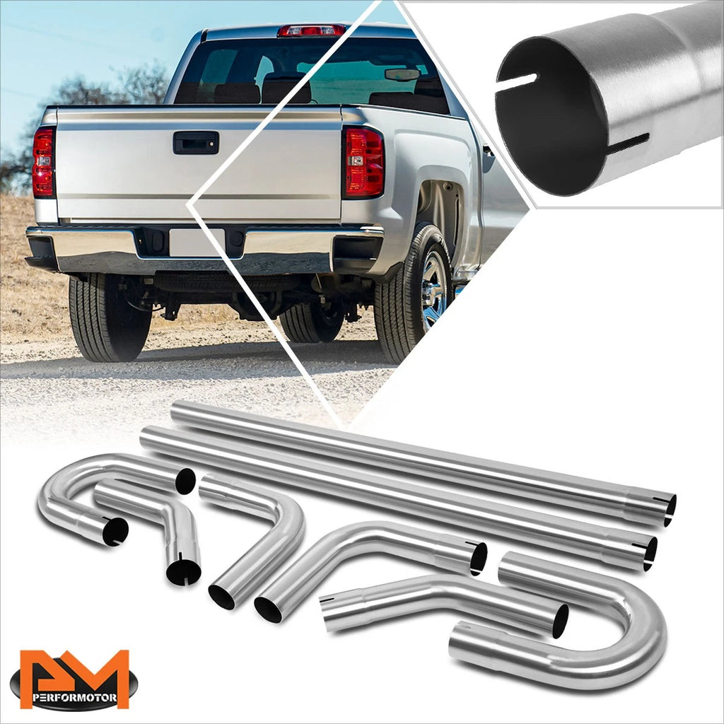 2X 2.5" OD Exhaust Piping Kit for Custom Applications (8 Pcs)
