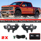 2X White Front Bumper LED DRL Fog Lights for Ford F-150 Raptor (2022–2024)