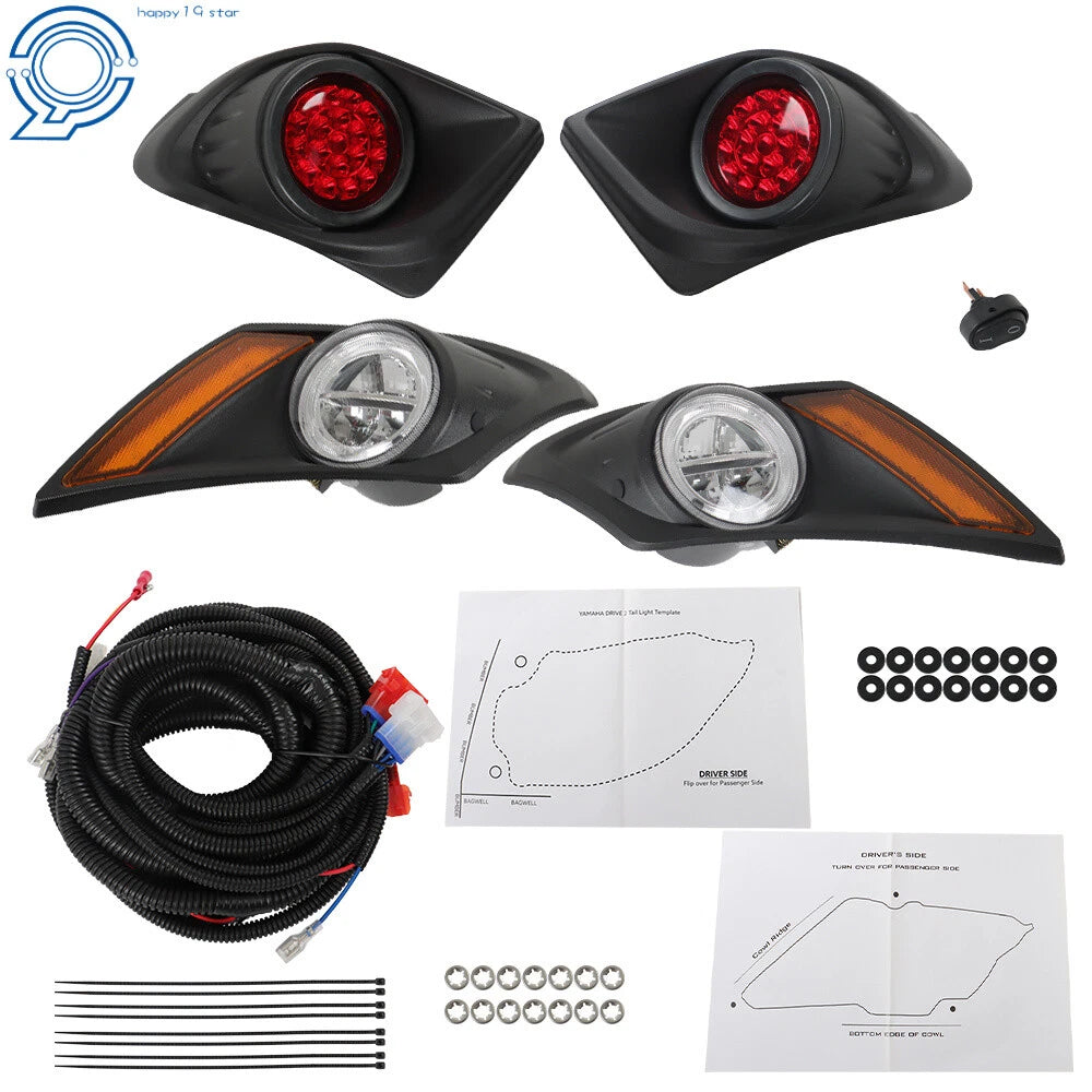 Set of 2 LED Headlight Taillight Light Kit for Yamaha Drive2 (2017–Present)